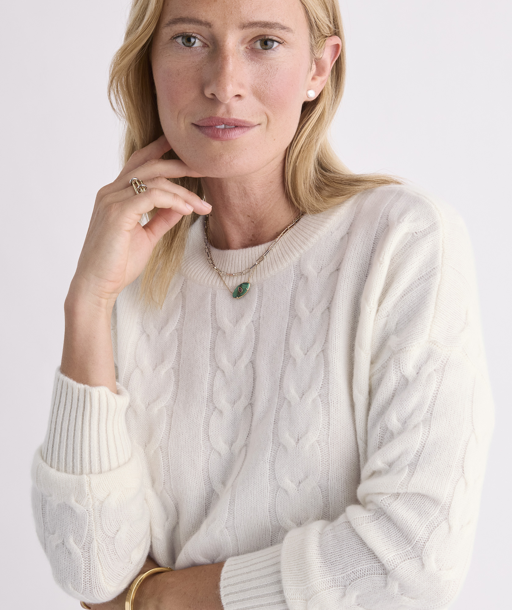 Cashmere Cable Crewneck Sweater