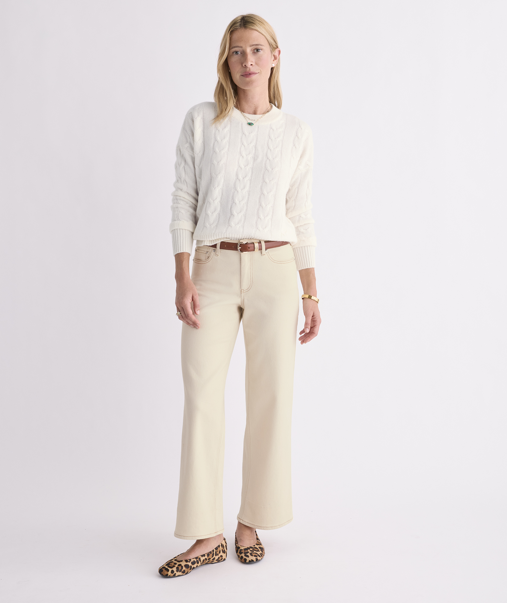 Cashmere Cable Crewneck Sweater